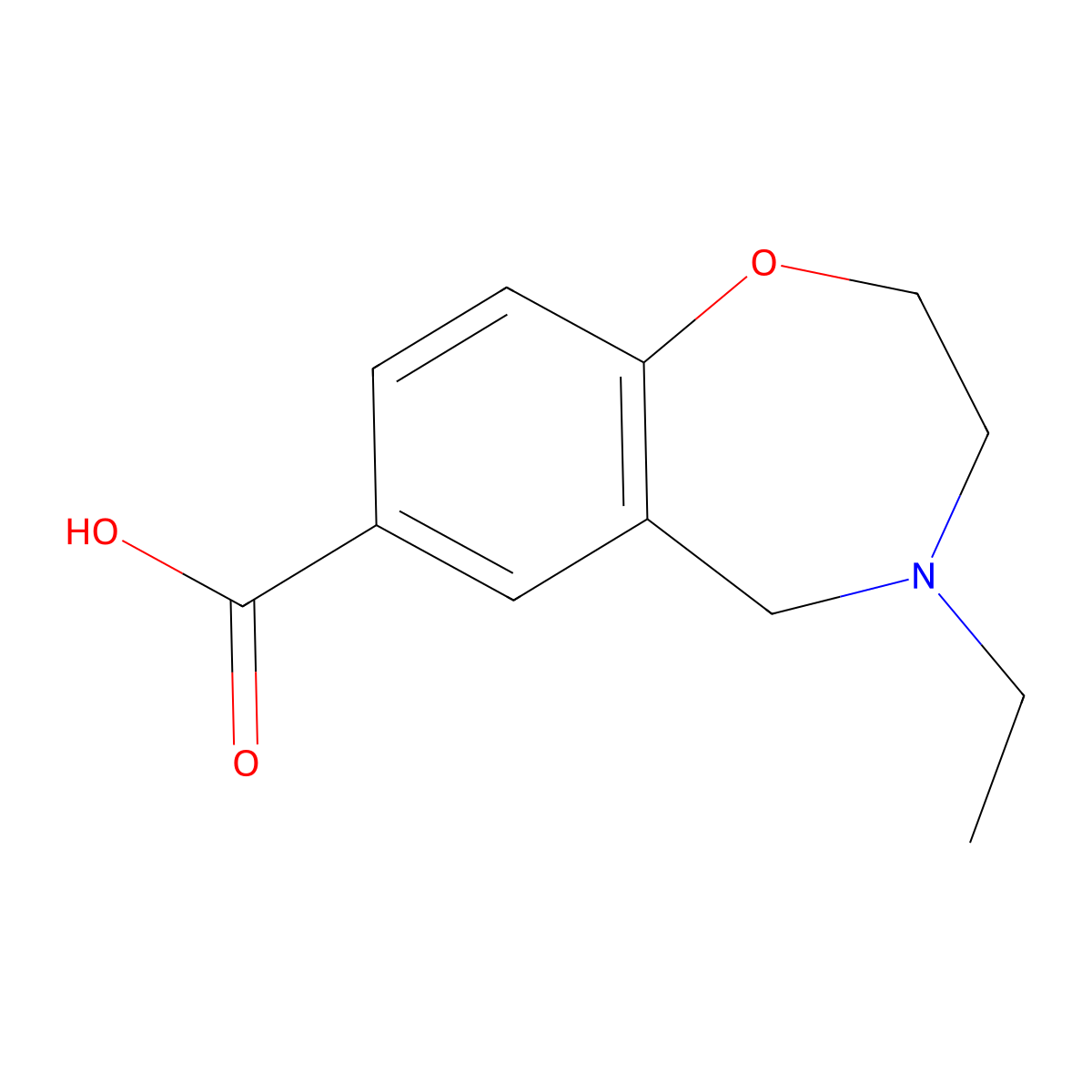 4-Ethyl-2,3,4,5-tetrahydrobenzo[f][1,4]oxazepine-7-carboxylic acid molecular structure, CAS 1710845-70-7