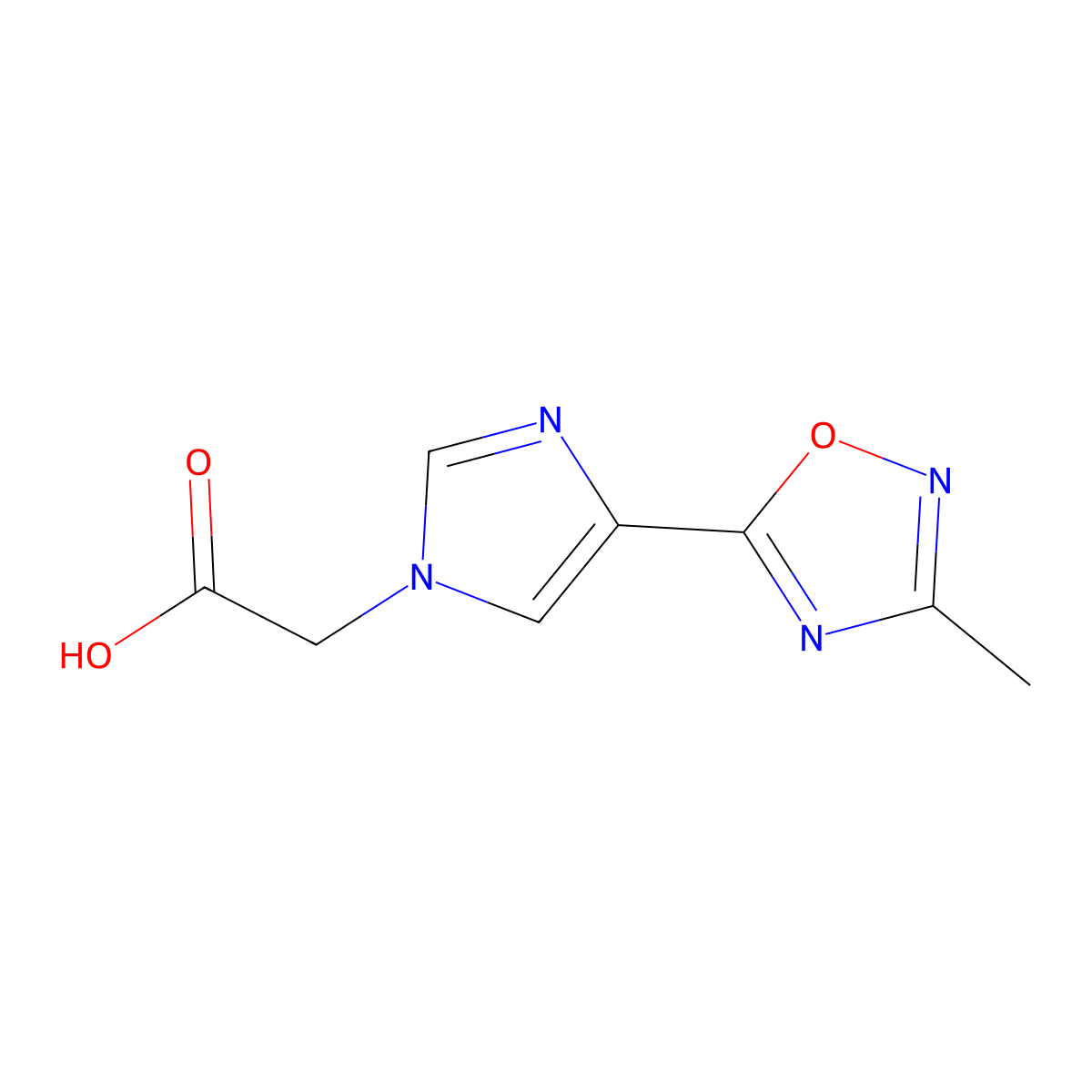 2-[4-(3-methyl-1,2,4-oxadiazol-5-yl)-1H-imidazol-1-yl]acetic acid molecular structure, CAS 1710845-78-5