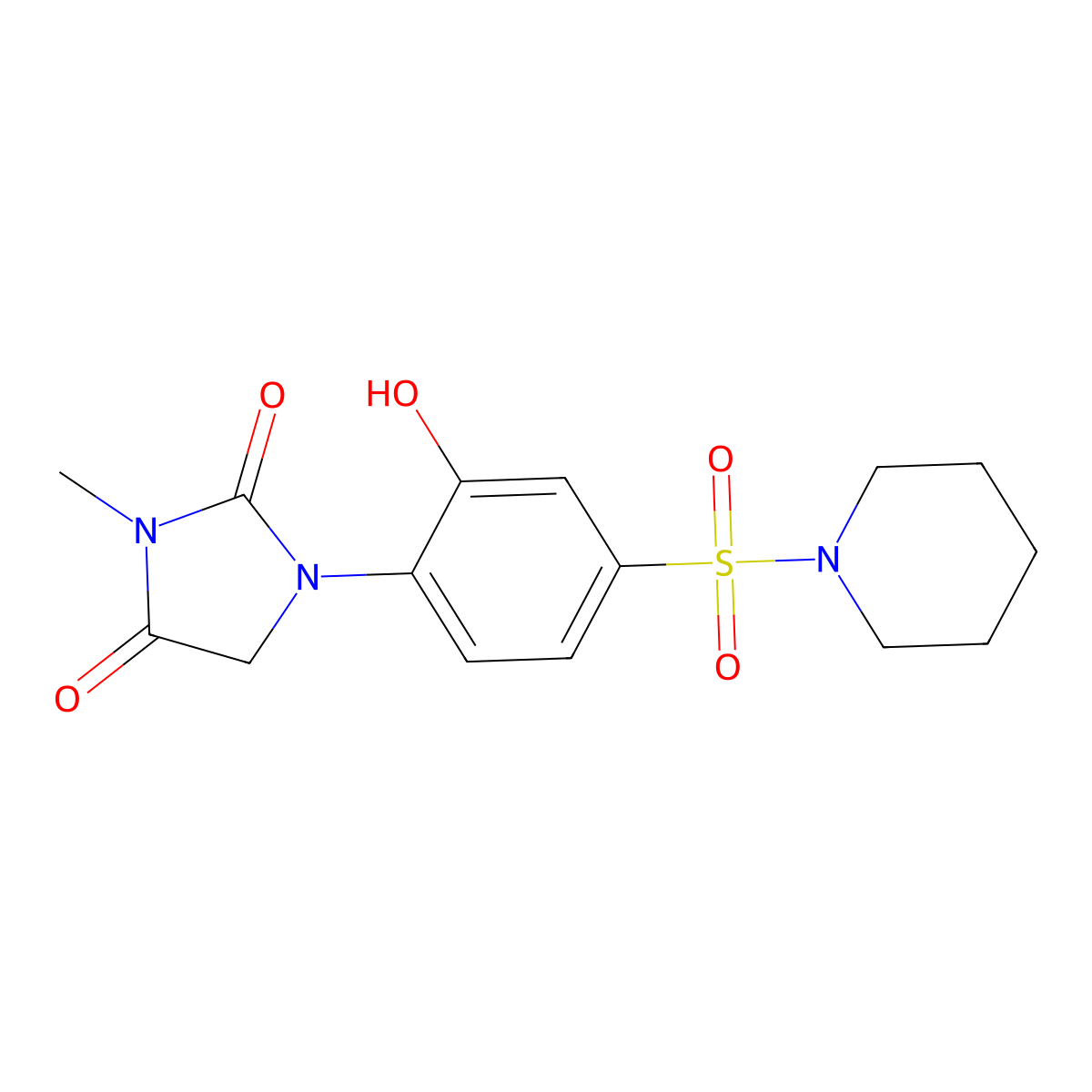 1-(2-Hydroxy-4-(piperidin-1-ylsulfonyl)phenyl)-3-methylimidazolidine-2,4-dione molecular structure, CAS 1710846-05-1