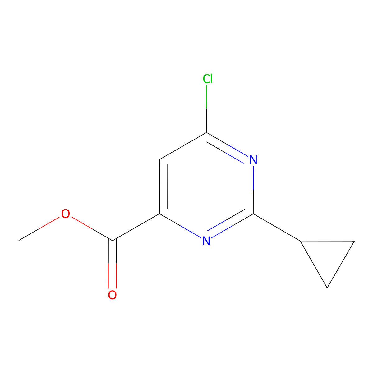 Methyl 6-chloro-2-cyclopropylpyrimidine-4-carboxylate molecular structure, CAS 1710847-03-2