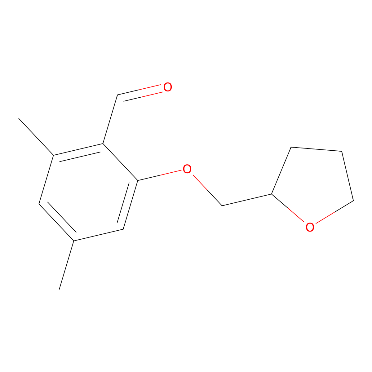2,4-Dimethyl-6-((tetrahydrofuran-2-yl)methoxy)benzaldehyde molecular structure, CAS 1710853-45-4