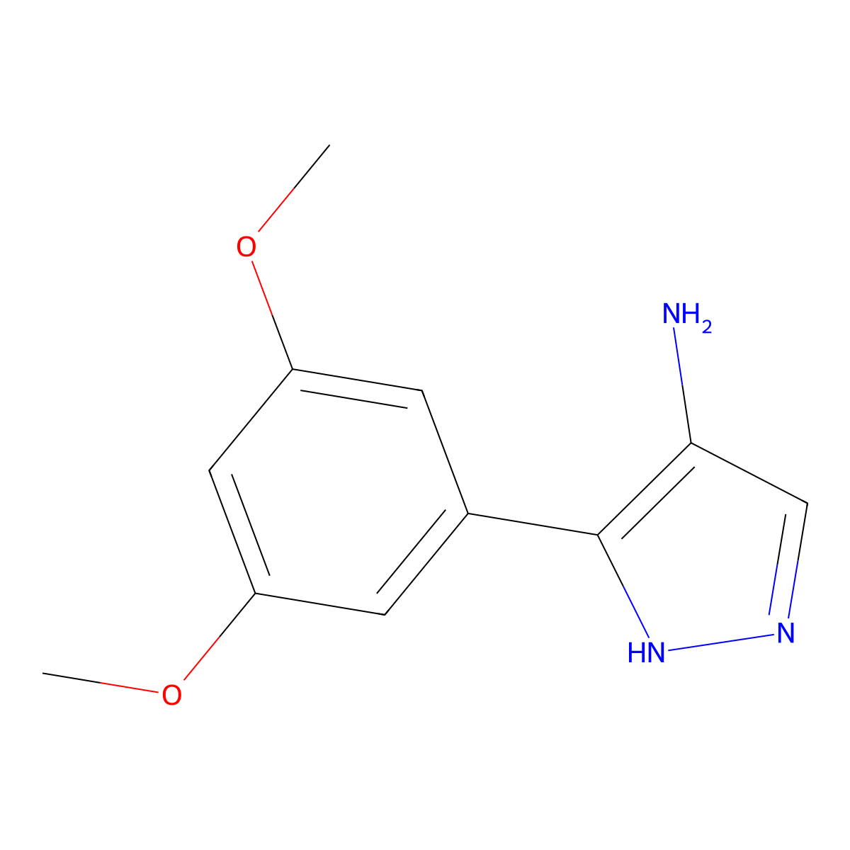 3-(3,5-Dimethoxyphenyl)-1H-pyrazol-4-amine molecular structure, CAS 1710854-02-6