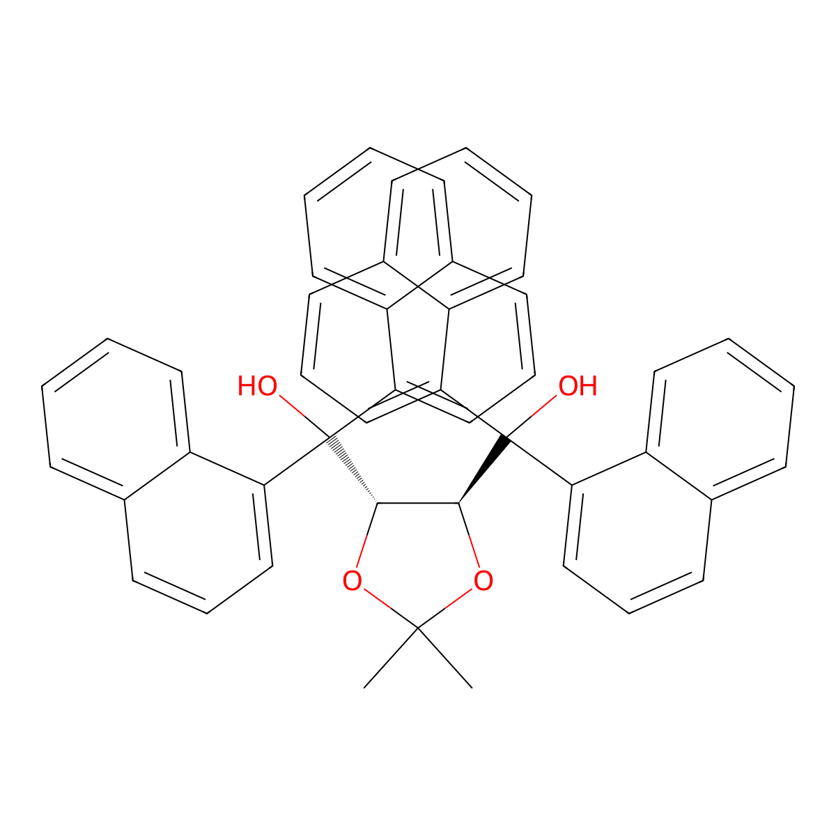 ((4S,5S)-2,2-Dimethyl-1,3-dioxolane-4,5-diyl)bis(di(naphthalen-1-yl)methanol) molecular structure, CAS 171086-52-5