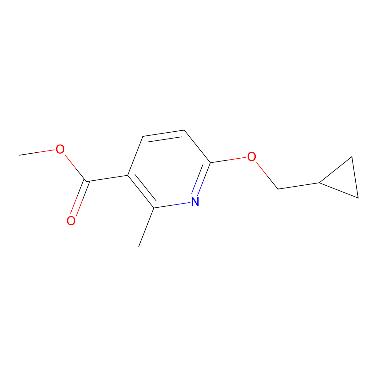 Methyl 6-(cyclopropylmethoxy)-2-methylnicotinate molecular structure, CAS 1710950-59-6