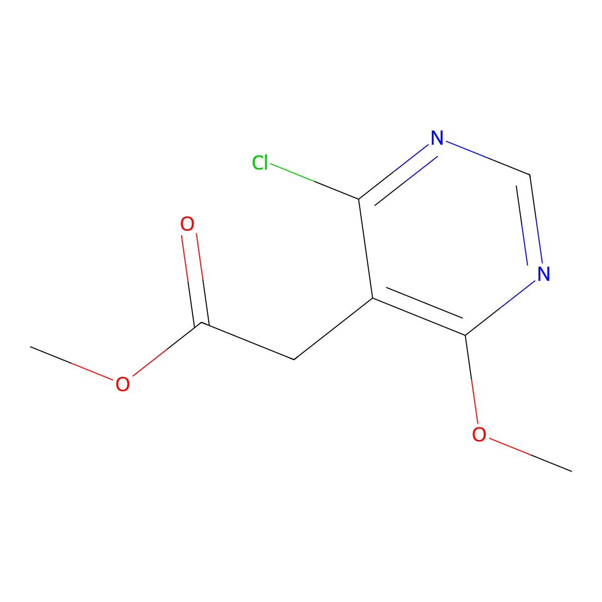 Methyl 2-(4-chloro-6-methoxypyrimidin-5-yl)acetate molecular structure, CAS 171096-34-7