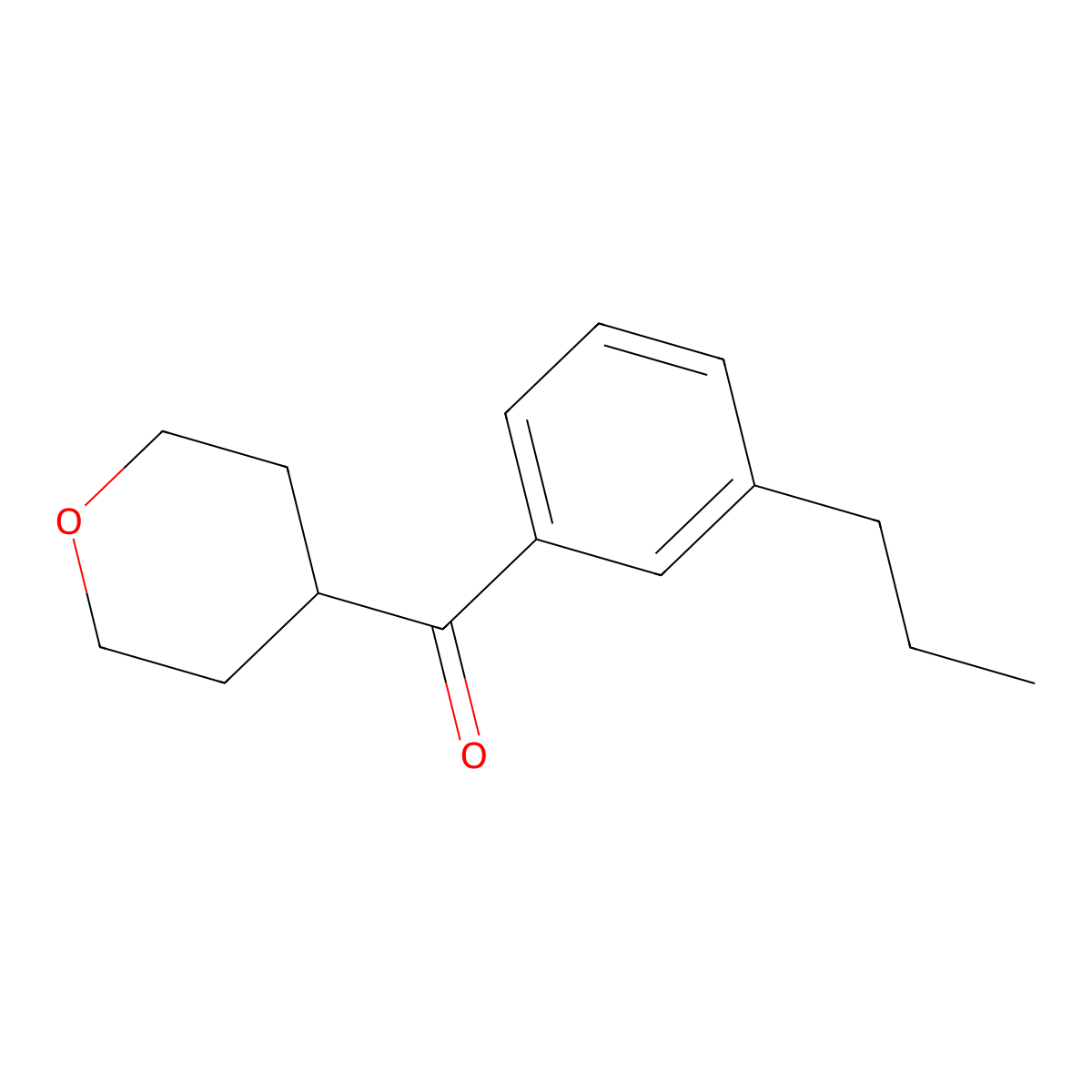 (3-Propylphenyl)(tetrahydro-2H-pyran-4-yl)methanone molecular structure, CAS 1710961-86-6