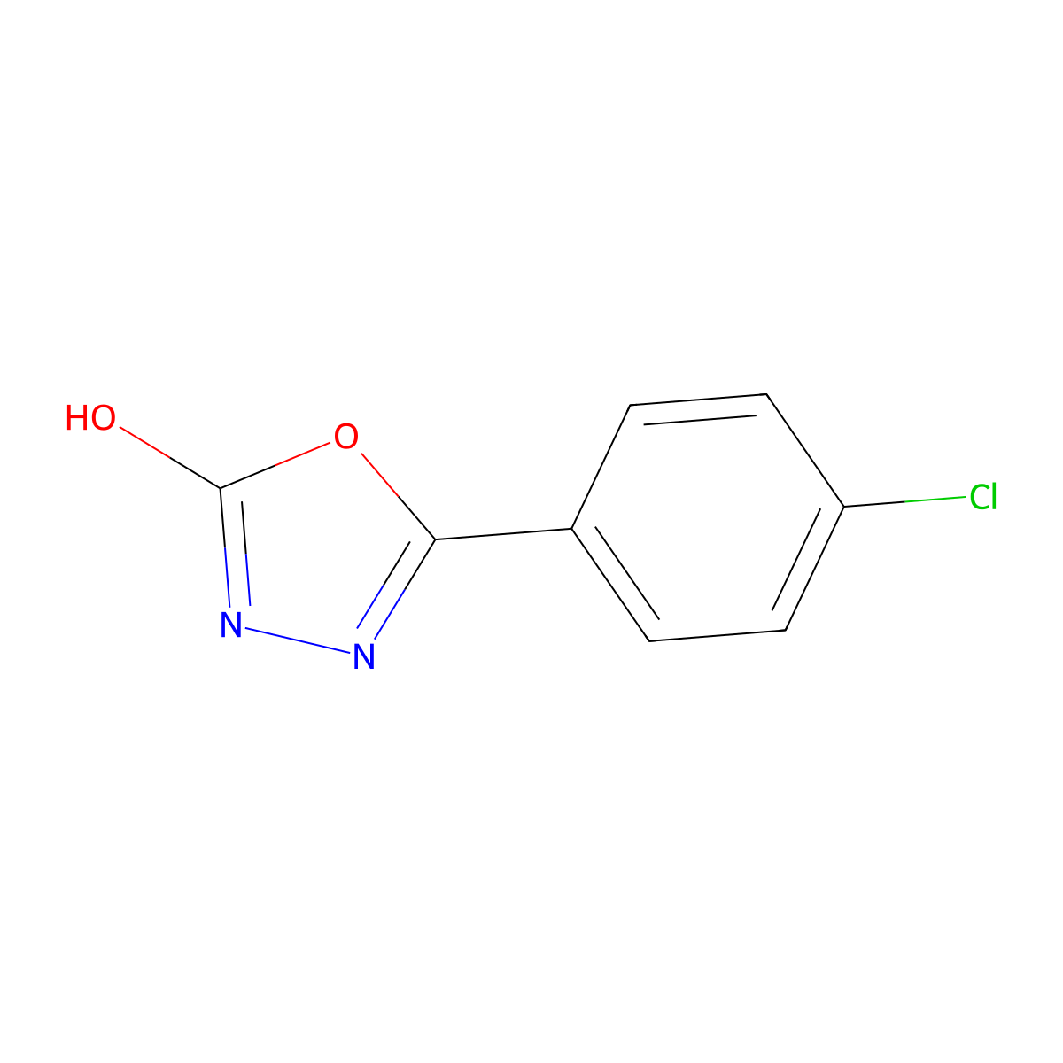 1,3,4-Oxadiazol-2(3H)-one, 5-(4-chlorophenyl)- molecular structure, CAS 1711-61-1
