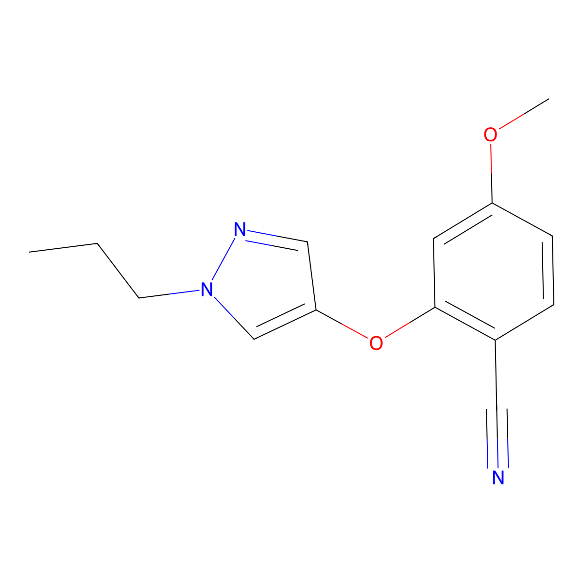 4-methoxy-2-[(1-propyl-1H-pyrazol-4-yl)oxy]benzonitrile molecular structure, CAS 1711068-45-9