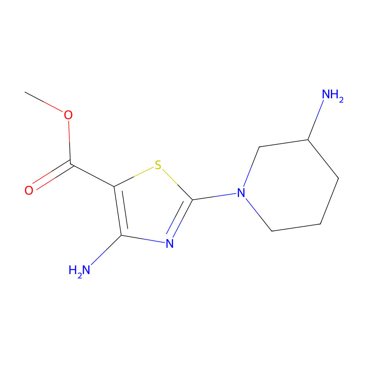 Methyl 4-amino-2-(3-aminopiperidin-1-yl)thiazole-5-carboxylate molecular structure, CAS 1711105-30-4
