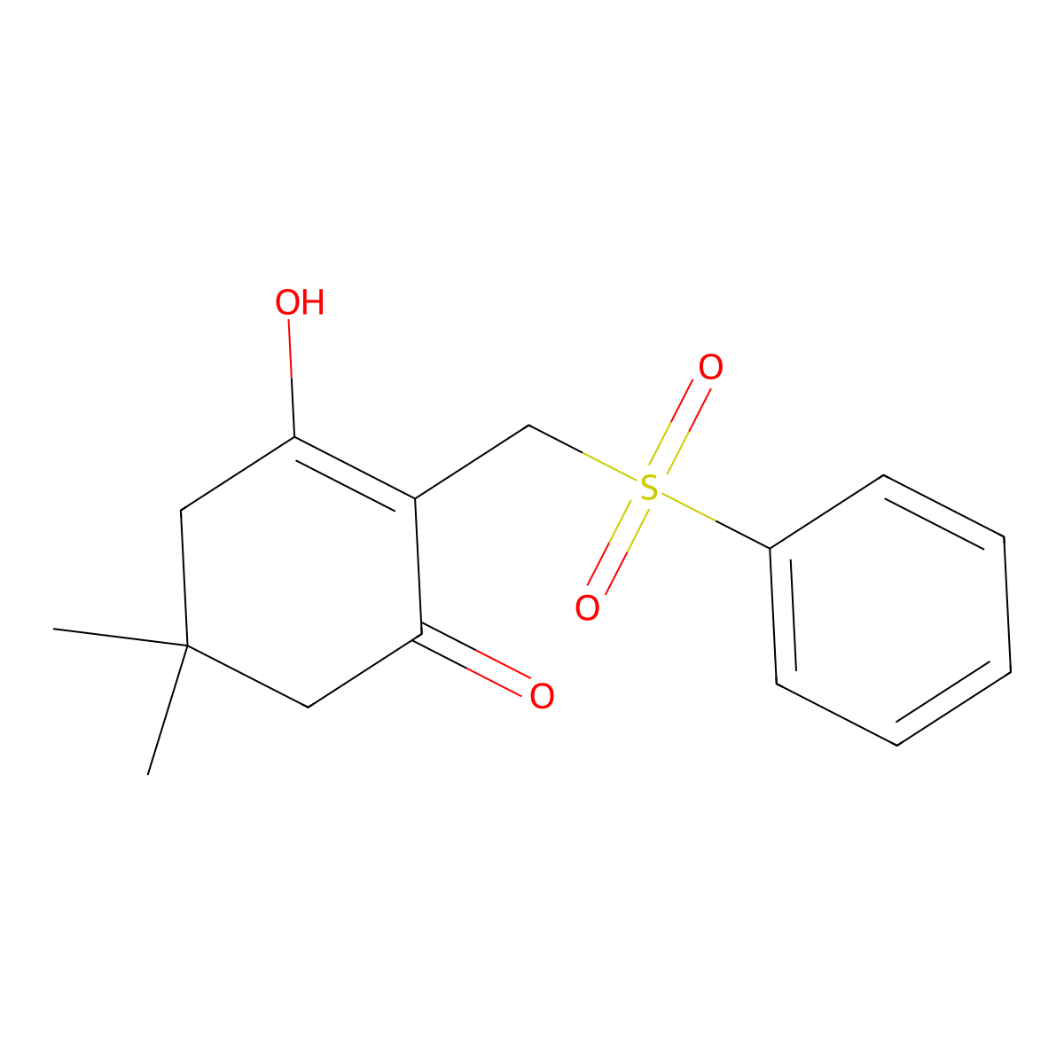 3-Hydroxy-5,5-dimethyl-2-[(phenylsulfonyl)methyl]-2-cyclohexen-1-one molecular structure, CAS 171112-73-5