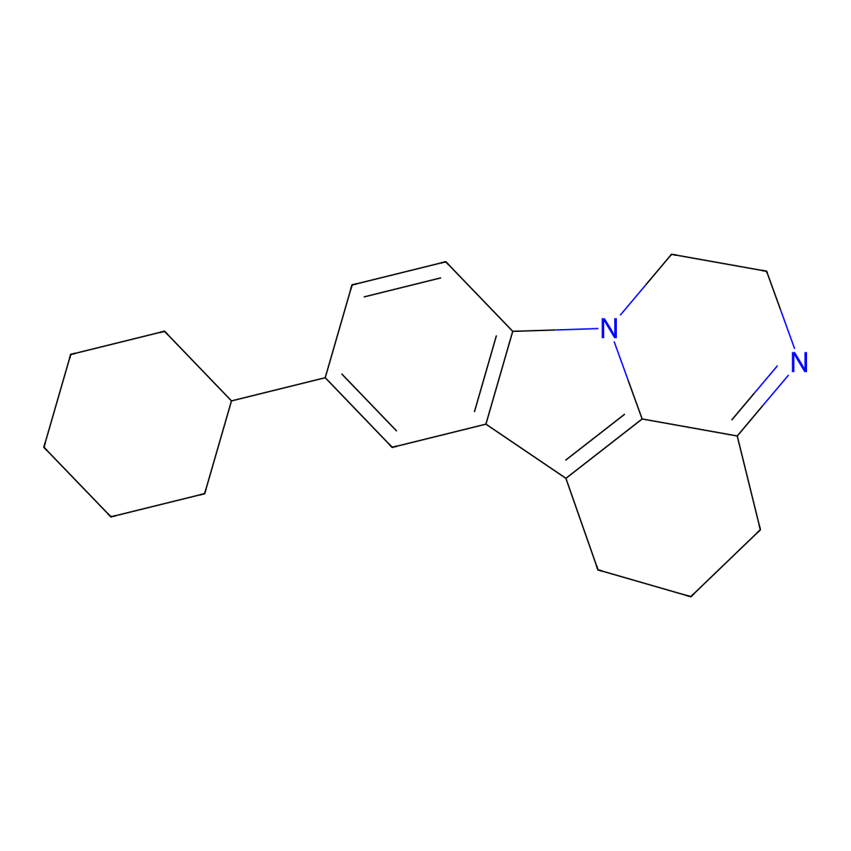 8-Cyclohexyl-2,4,5,6-tetrahydro-1H-pyrazino[3,2,1-jk]carbazole molecular structure, CAS 171112-90-6