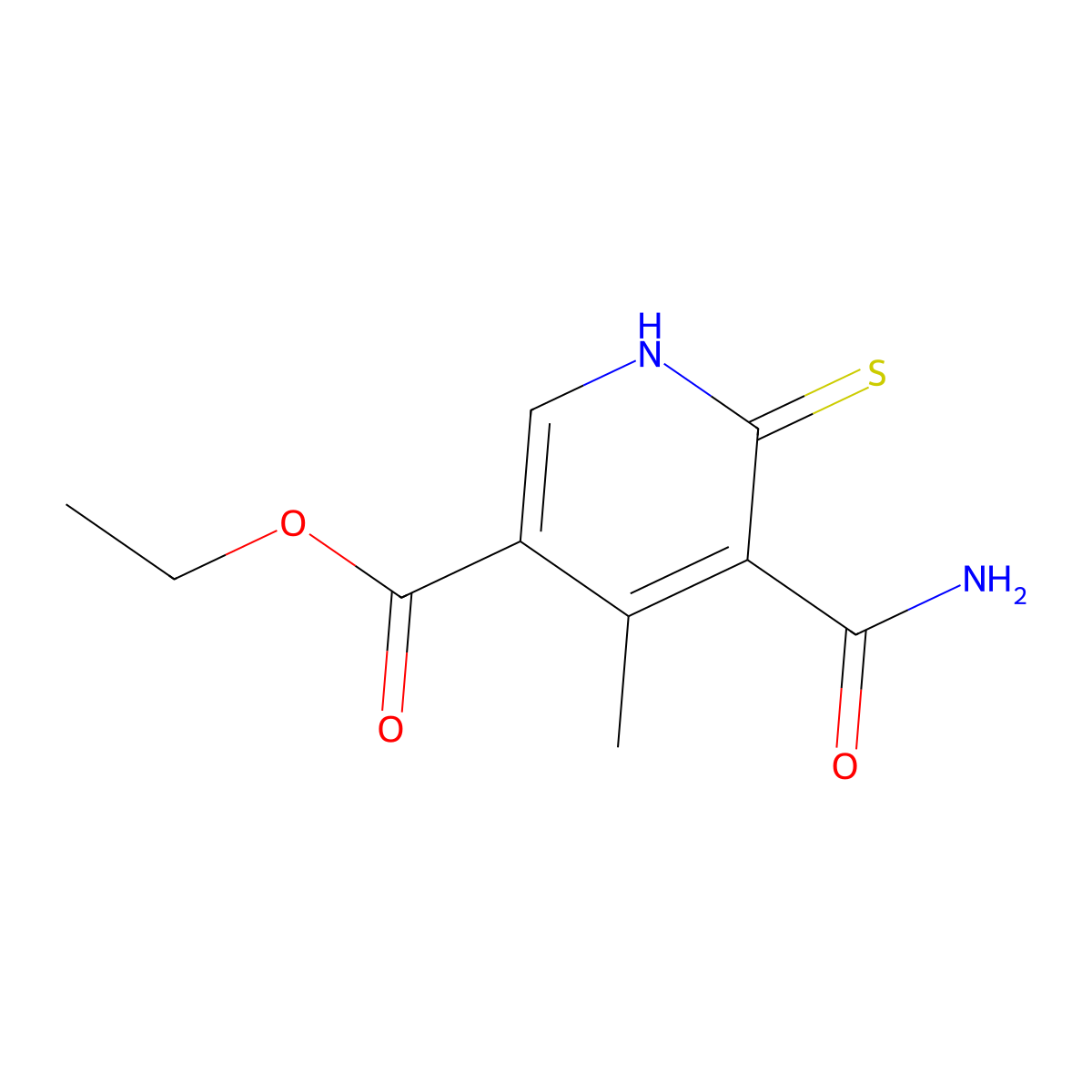 Ethyl 5-(aminocarbonyl)-4-methyl-6-thioxo-1,6-dihydro-3-pyridinecarboxylate molecular structure, CAS 171113-26-1