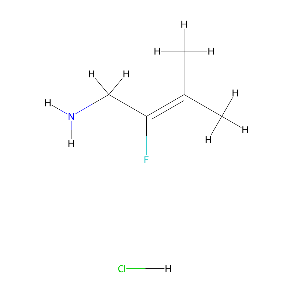 2-Fluoro-3-methylbut-2-enylamine hydrochloride molecular structure, CAS 171118-12-0