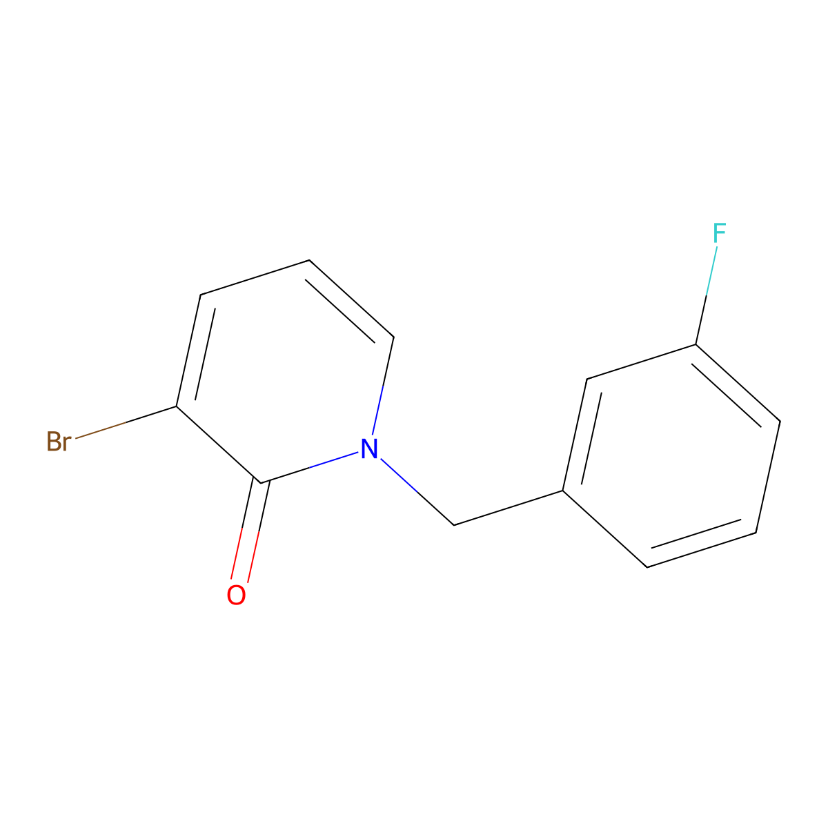 3-Bromo-1-(3-fluorobenzyl)pyridin-2(1H)-one molecular structure, CAS 1711244-00-6
