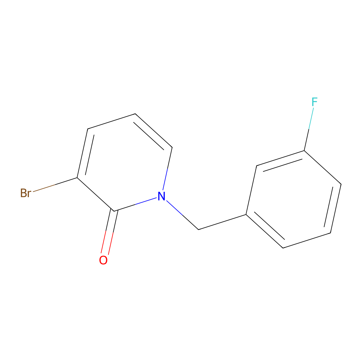 3-Bromo-1-(3-fluorobenzyl)pyridin-2(1H)-one molecular structure, CAS 1711244-00-6