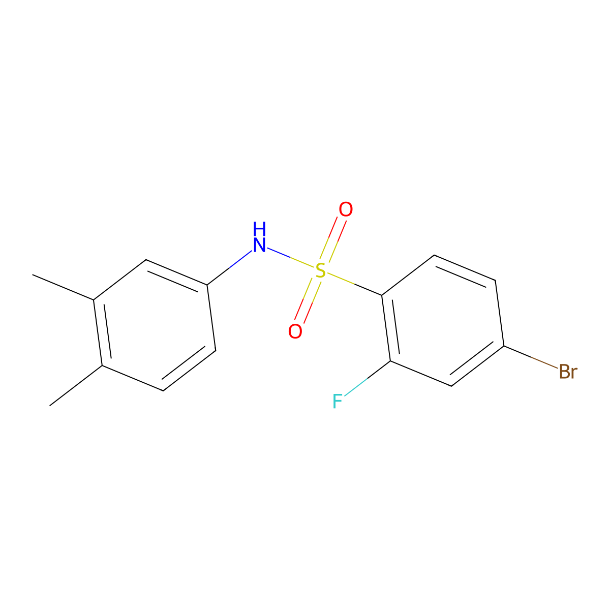 4-Bromo-N-(3,4-dimethylphenyl)-2-fluorobenzenesulfonamide molecular structure, CAS 1711413-55-6
