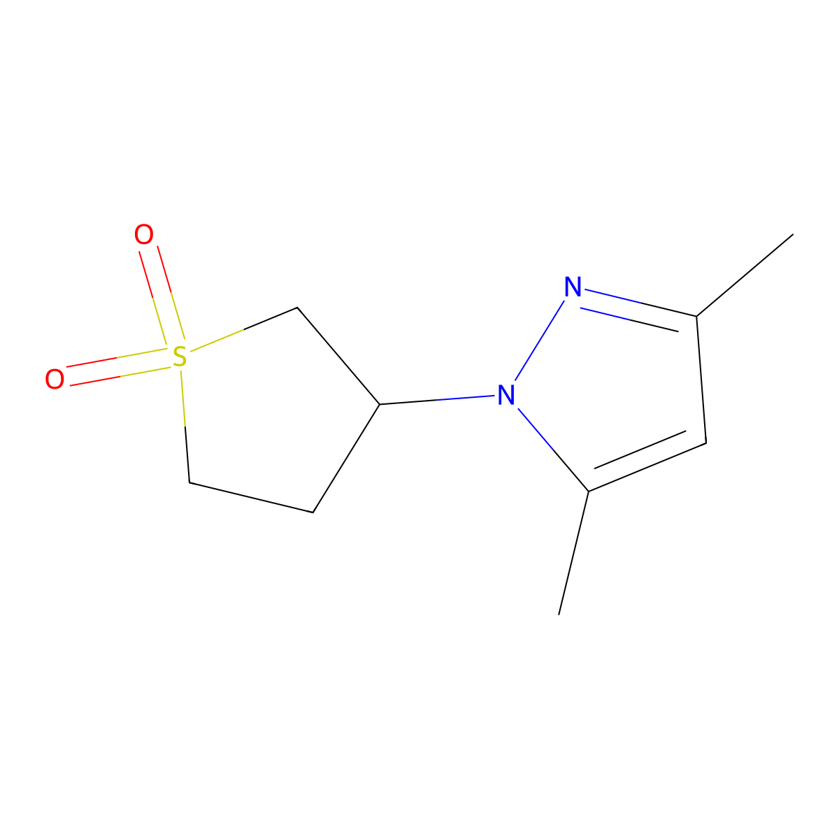3-(3,5-dimethyl-1H-pyrazol-1-yl)-1lambda6-thiolane-1,1-dione molecular structure, CAS 17115-84-3