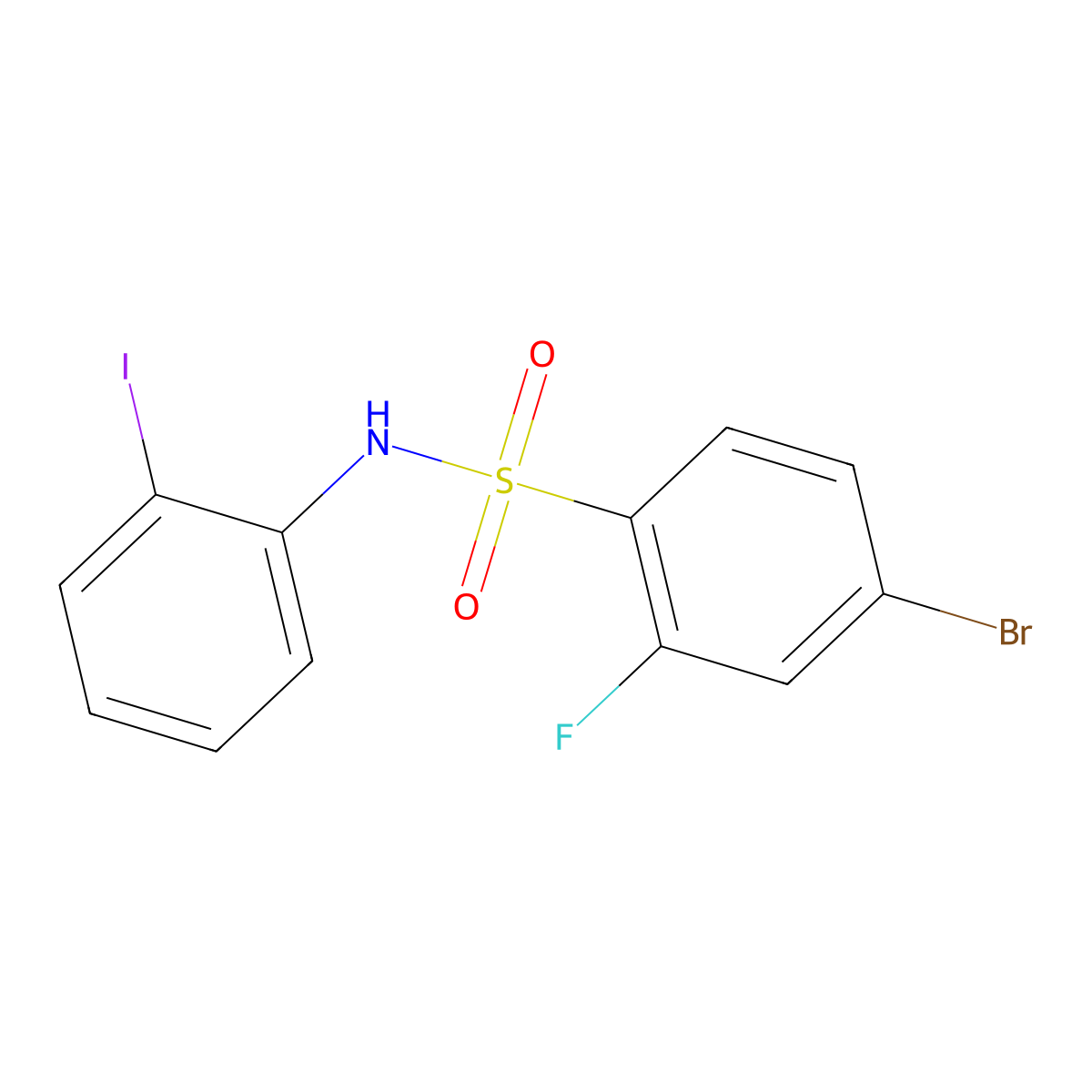 4-bromo-2-fluoro-N-(2-iodophenyl)-benzenesulfonamide molecular structure, CAS 1711725-91-5