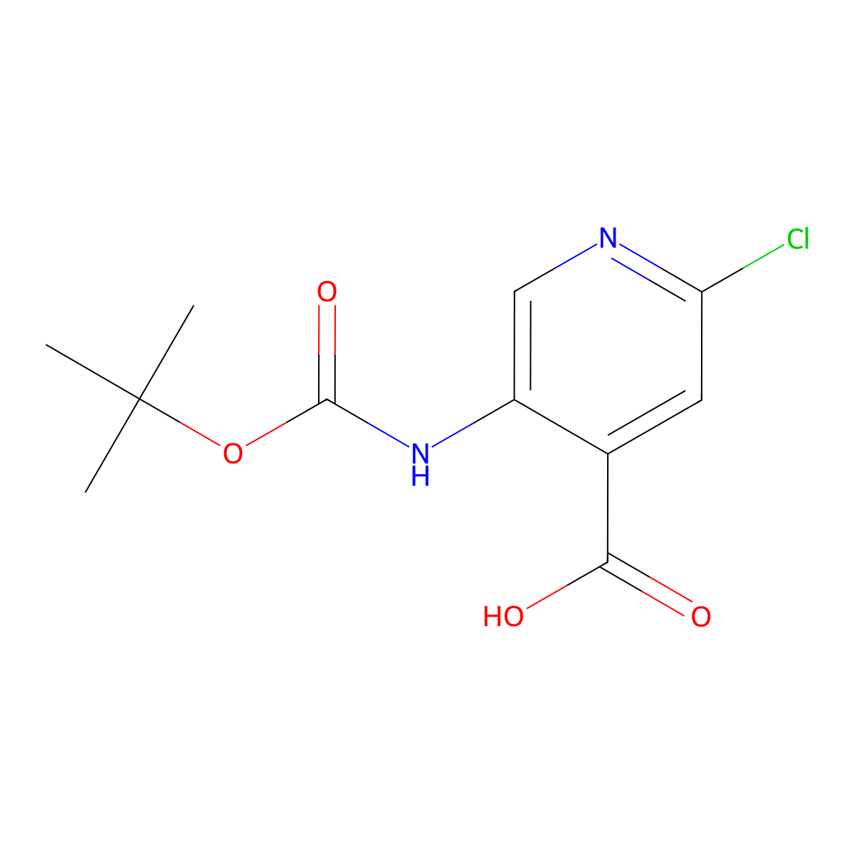 5-tert-Butoxycarbonylamino-2-chloroisonicotinic acid molecular structure, CAS 171178-46-4
