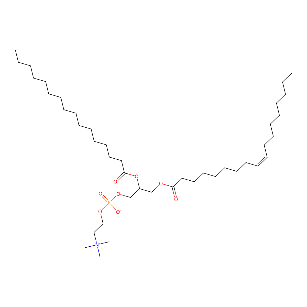 1-Oleoyl-2-palmitoylphosphatidylcholine molecular structure, CAS 17118-56-8