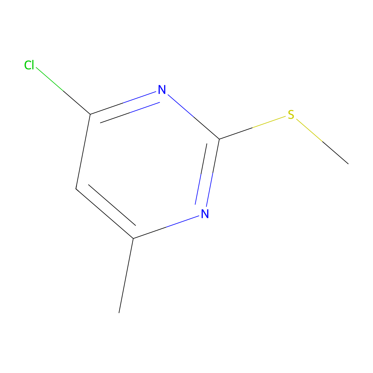 4-Chloro-6-methyl-2-(methylthio)pyrimidine molecular structure, CAS 17119-73-2