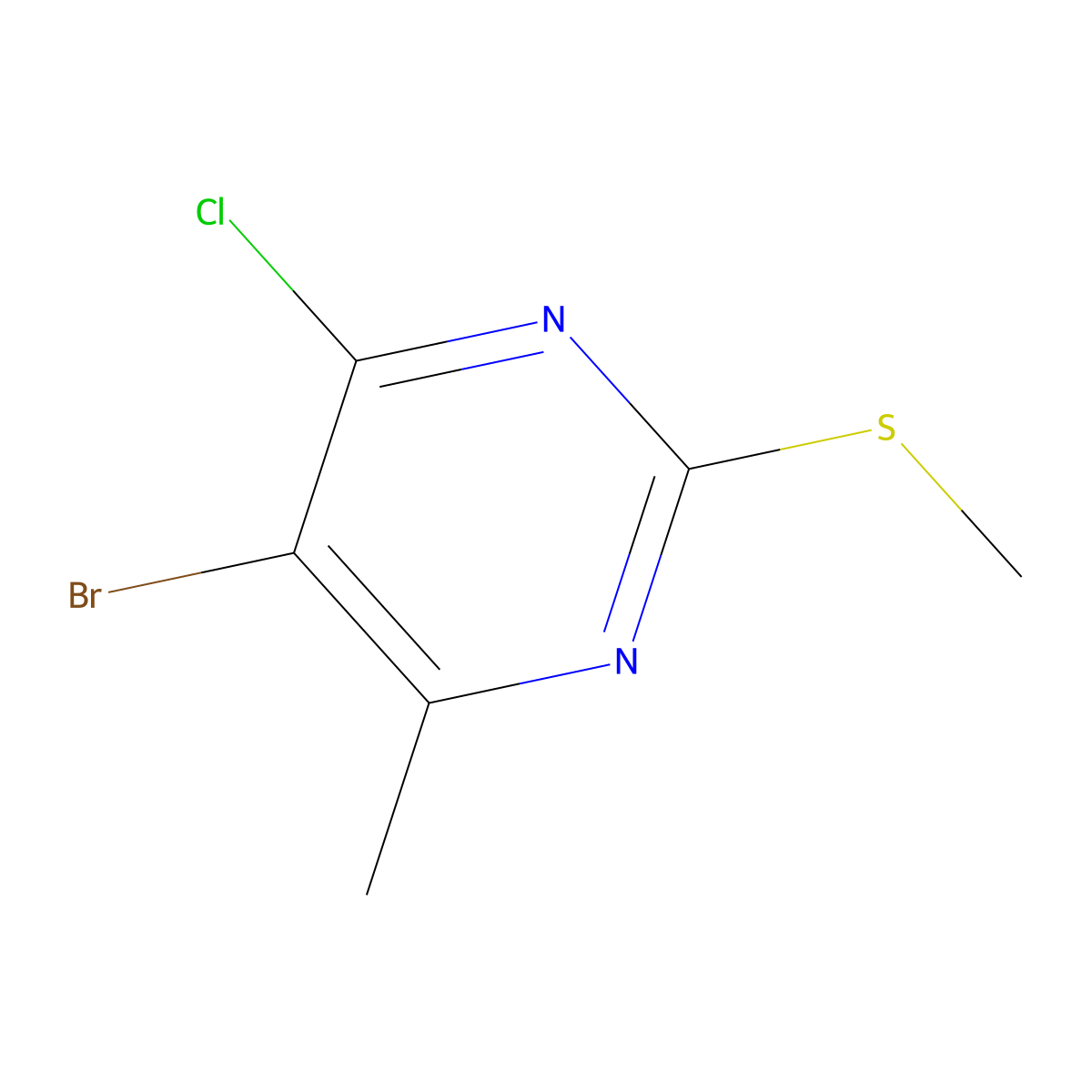 5-Bromo-4-chloro-6-methyl-2-(methylthio)pyrimidine molecular structure, CAS 17119-74-3