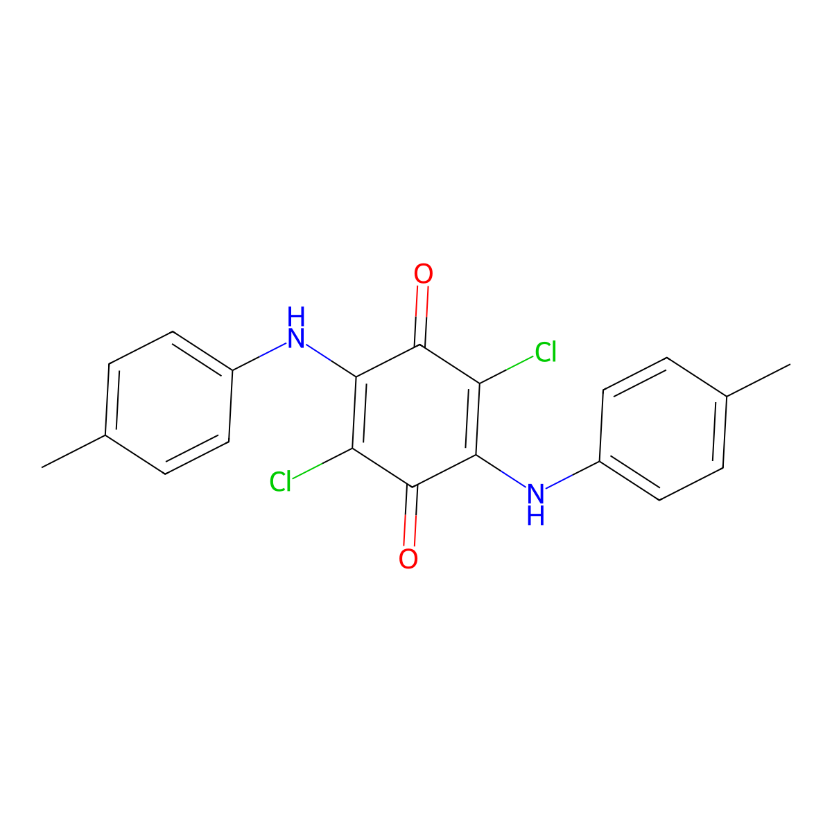 2,5-Dichloro-3,6-bis[(4-methylphenyl)amino]cyclohexa-2,5-diene-1,4-dione molecular structure, CAS 17123-20-5