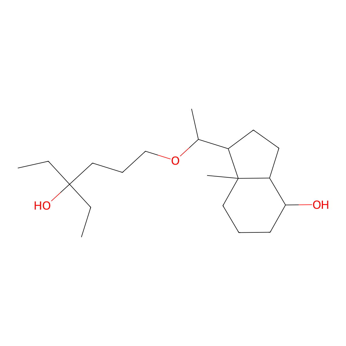 (1S,3aR,4S,7aS)-1-((R)-1-((4-Ethyl-4-hydroxyhexyl)oxy)ethyl)-7a-methyloctahydro-1H-inden-4-ol molecular structure, CAS 171231-49-5