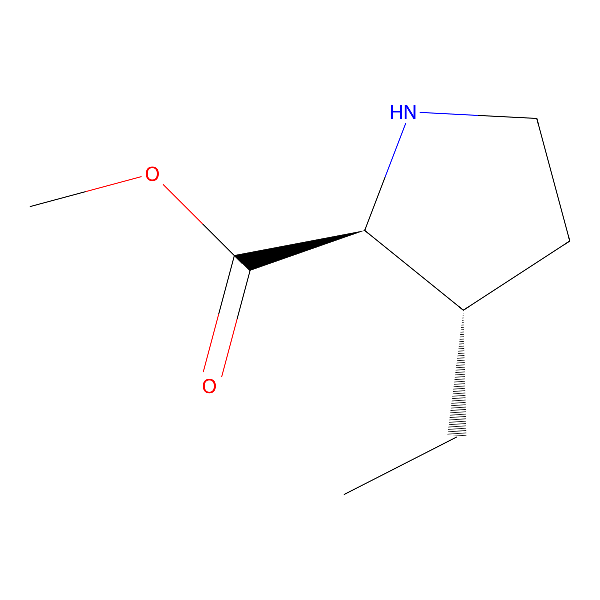 (2S,3S)-Methyl 3-ethylpyrrolidine-2-carboxylate molecular structure, CAS 171232-78-3
