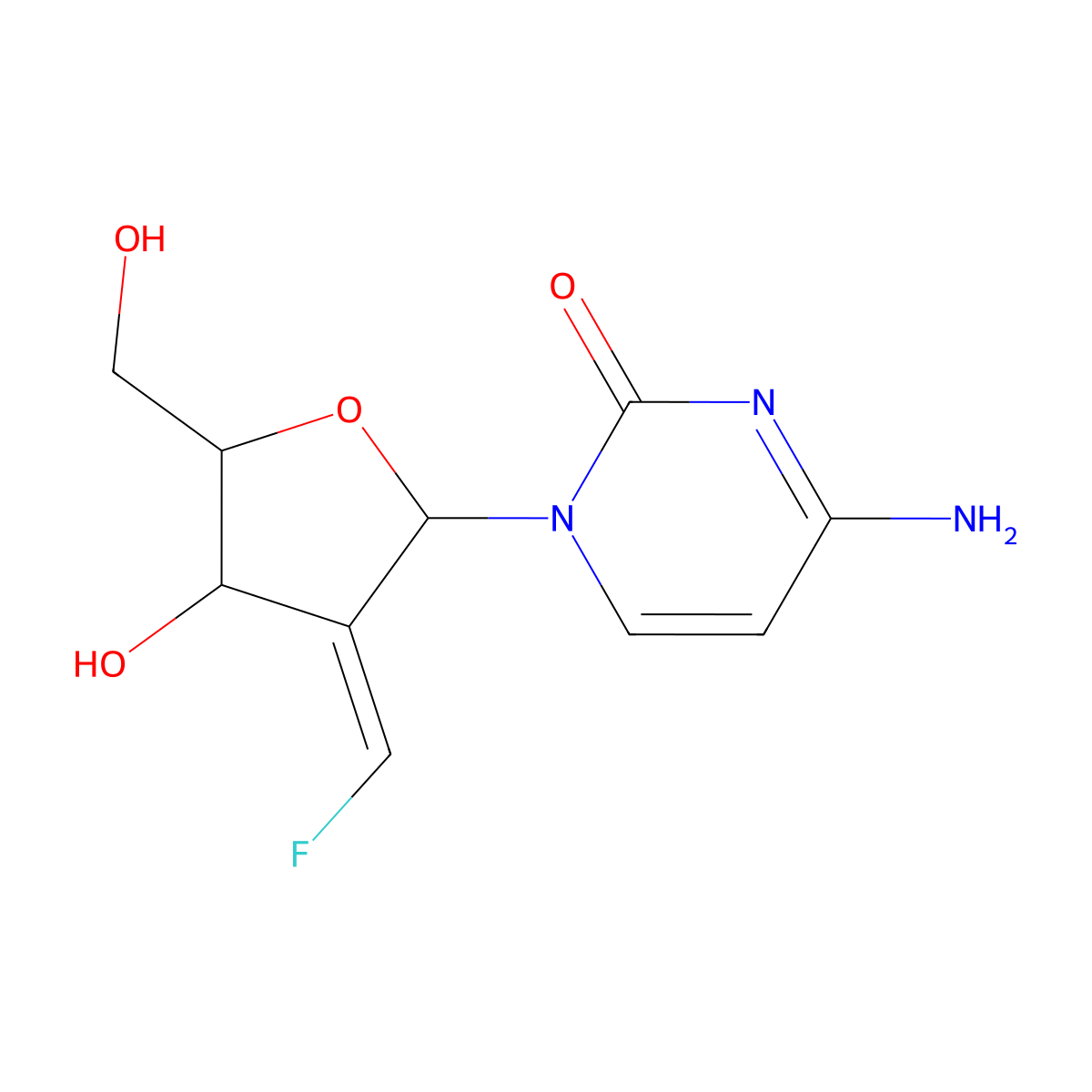 Cytidine, 2'-deoxy-2'-(fluoromethylene)- molecular structure, CAS 171233-40-2