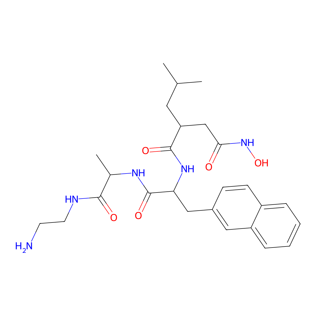 N-[(2S)-1-[[(2S)-1-(2-aminoethylamino)-1-oxopropan-2-yl]amino]-3-naphthalen-2-yl-1-oxopropan-2-yl]-N'-hydroxy-2-(2-methylpropyl)butanediamide molecular structure, CAS 171235-71-5