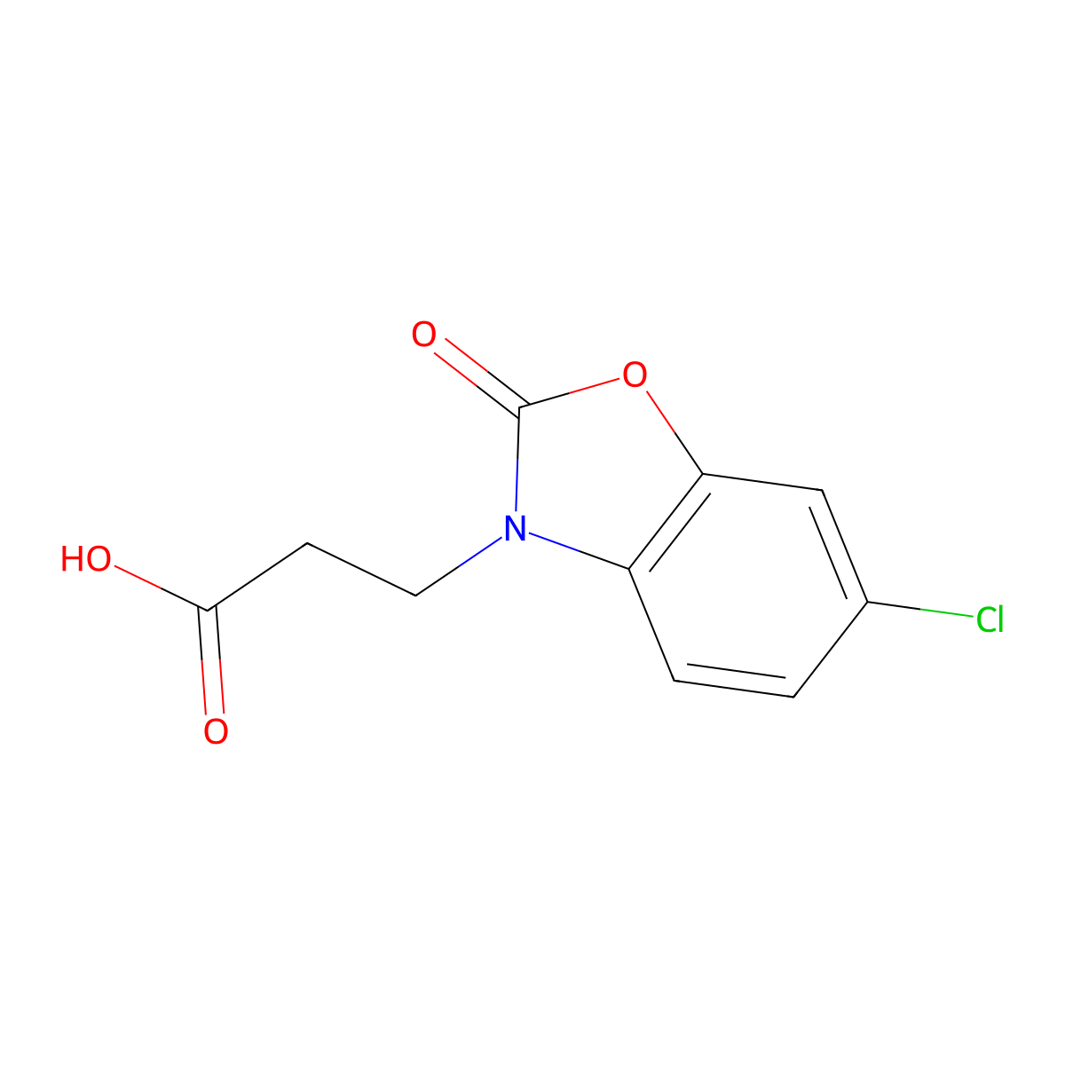 3-(6-Chloro-2-oxo-2,3-dihydro-1,3-benzoxazol-3-yl)propanoic acid molecular structure, CAS 17124-56-0