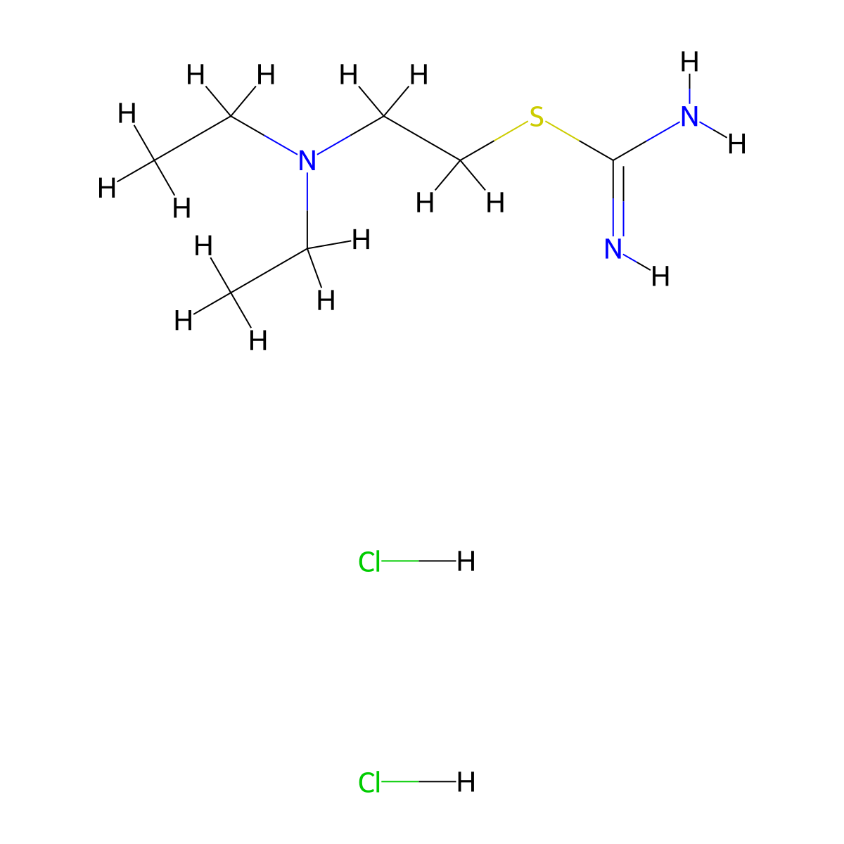2-(Diethylamino)ethyl carbamimidothioate--hydrogen chloride (1/2) molecular structure, CAS 17124-73-1