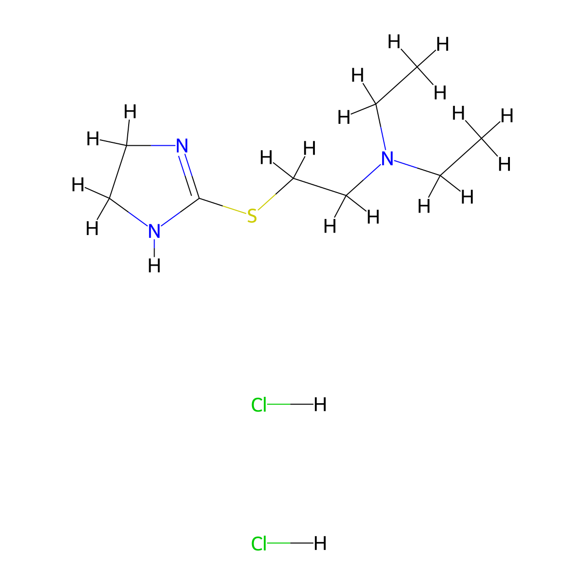 2-Imidazoline, 2-((2-(diethylamino)ethyl)thio)-, dihydrochloride molecular structure, CAS 17124-75-3