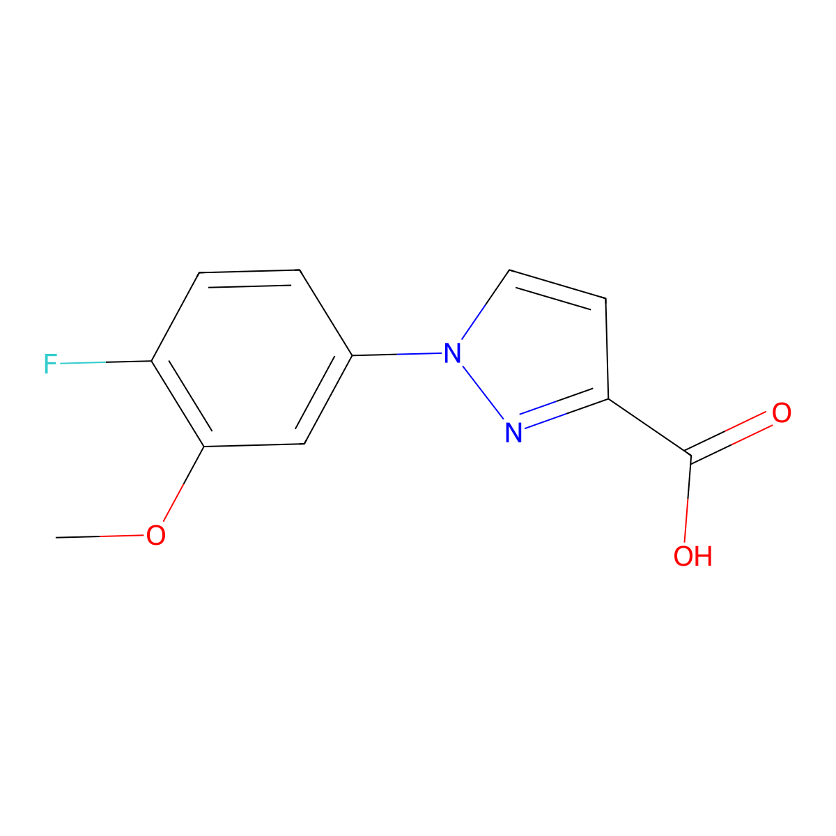 1-(4-fluoro-3-methoxyphenyl)-1H-pyrazole-3-carboxylic acid molecular structure, CAS 1712408-56-4