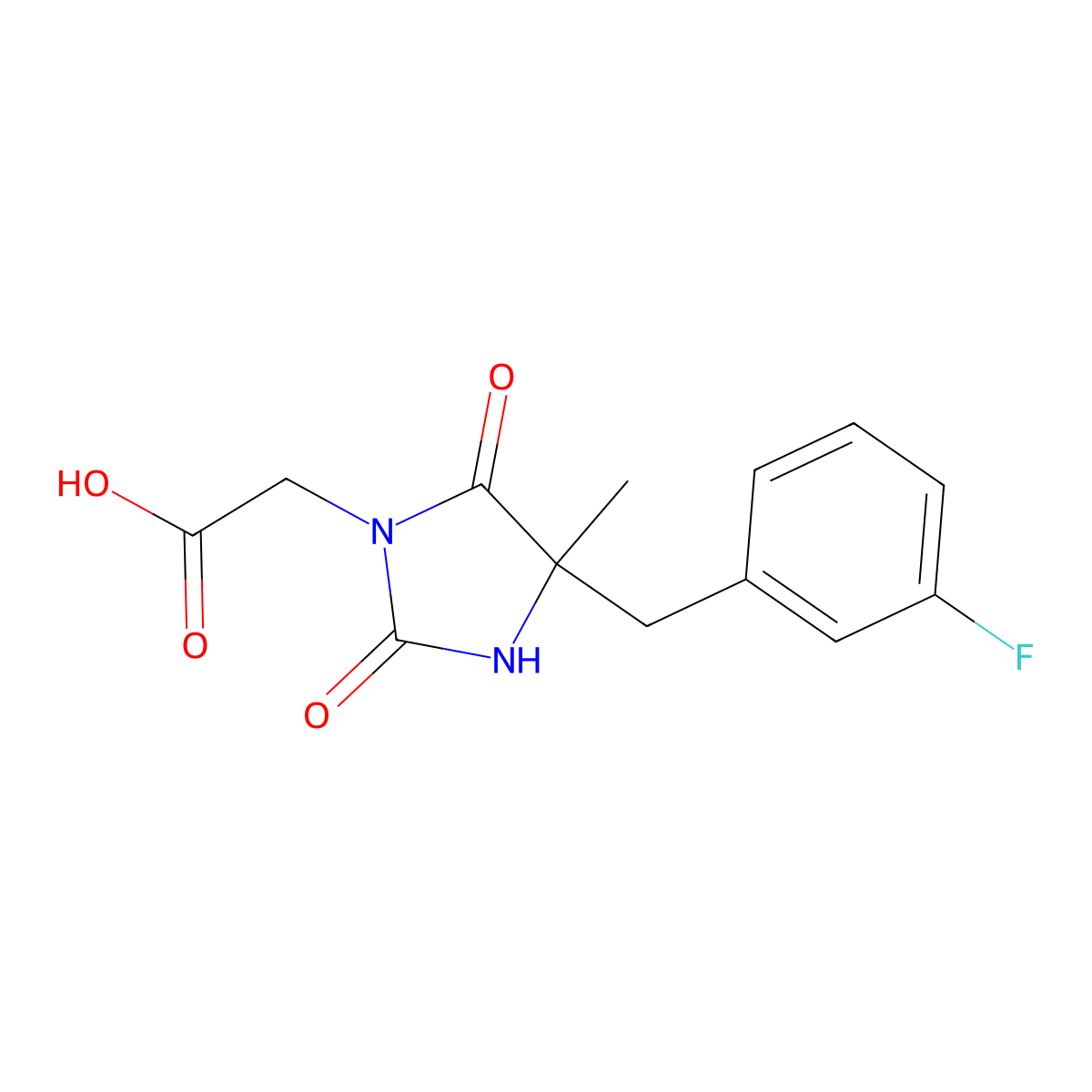 2-{4-[(3-Fluorophenyl)methyl]-4-methyl-2,5-dioxoimidazolidin-1-yl}acetic acid molecular structure, CAS 1712445-22-1