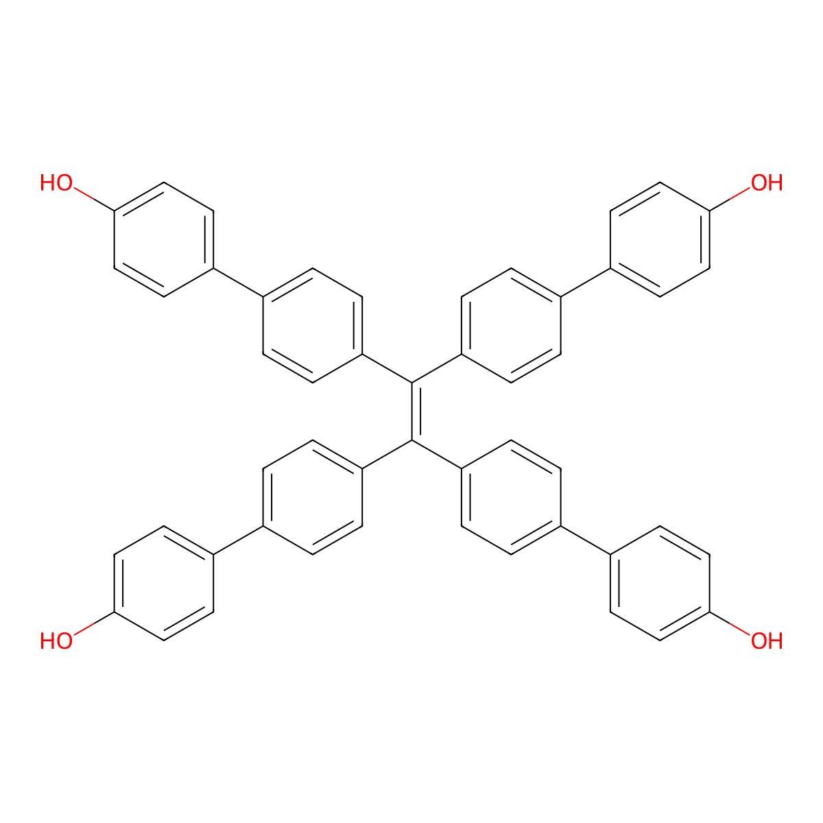 4',4''',4''''',4'''''''-(Ethene-1,1,2,2-tetrayl)tetrakis(([1,1'-biphenyl]-4-ol)) molecular structure, CAS 1712454-96-0