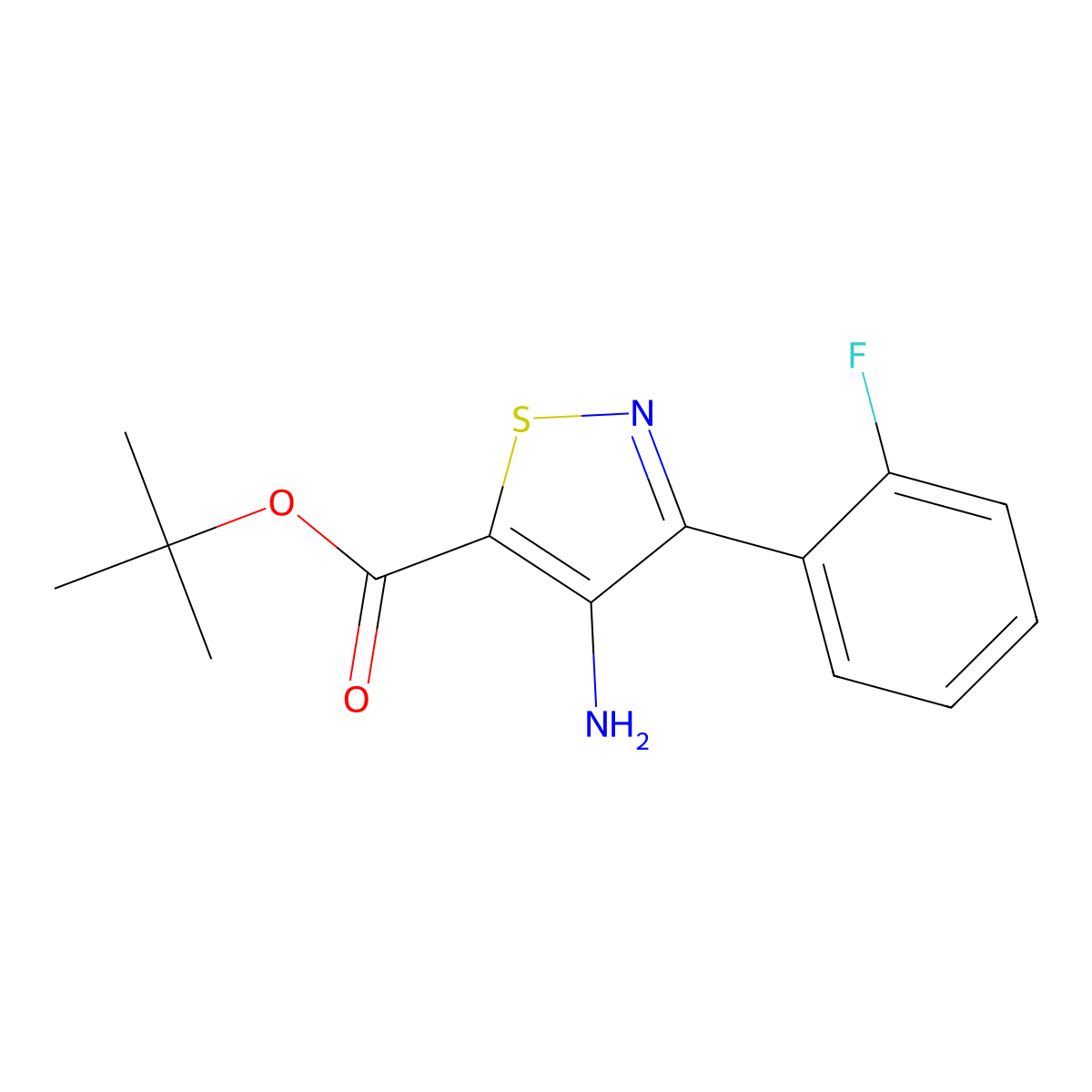 Tert-butyl 4-amino-3-(2-fluorophenyl)-1,2-thiazole-5-carboxylate molecular structure, CAS 1712503-86-0