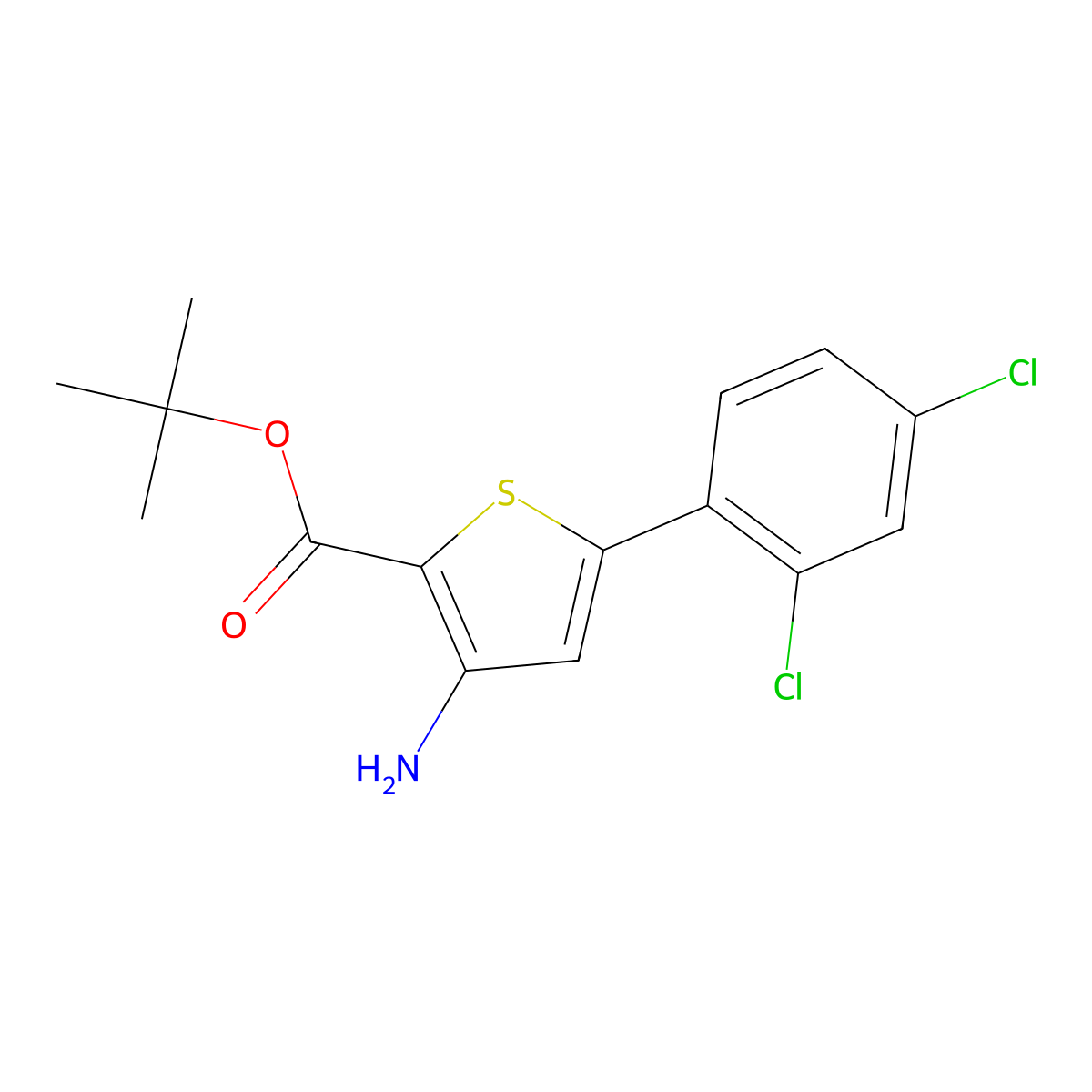 Tert-butyl 3-amino-5-(2,4-dichlorophenyl)thiophene-2-carboxylate molecular structure, CAS 1712504-23-8