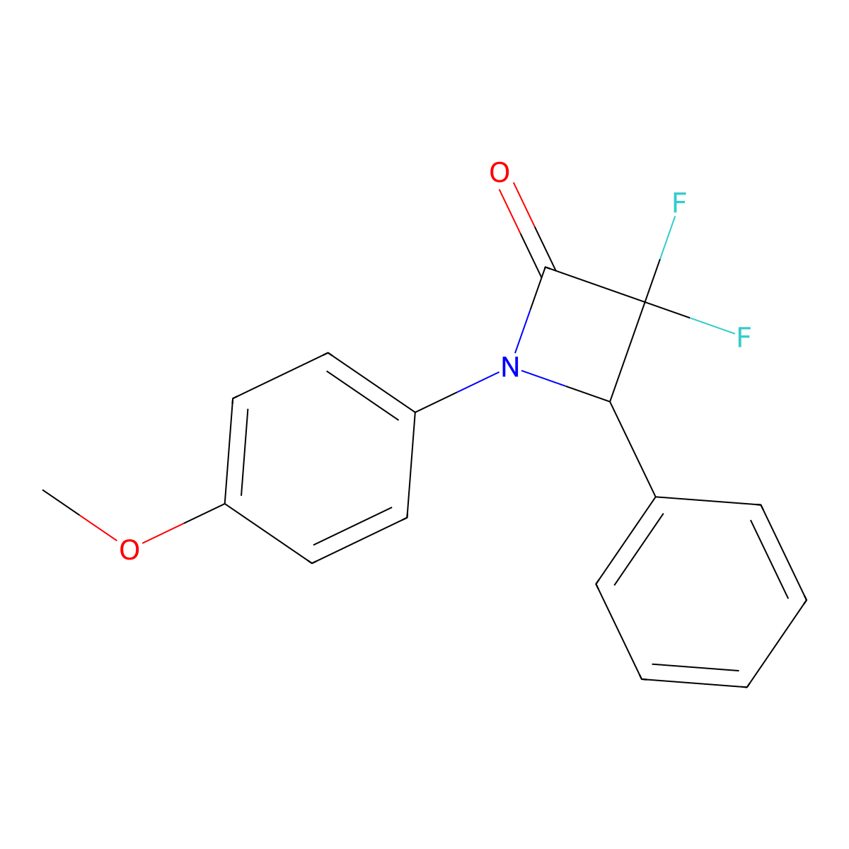 3,3-Difluoro-1-(4-methoxyphenyl)-4-phenylazetidin-2-one molecular structure, CAS 171251-50-6