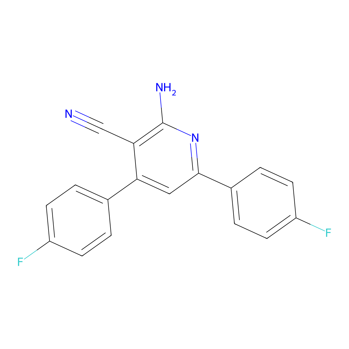 2-Amino-4,6-bis(4-fluorophenyl)pyridine-3-carbonitrile molecular structure, CAS 171254-52-7