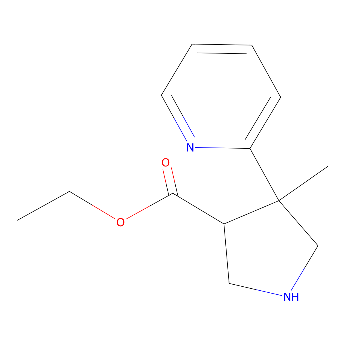 Ethyl 4-methyl-4-(pyridin-2-yl)pyrrolidine-3-carboxylate molecular structure, CAS 1712551-71-7