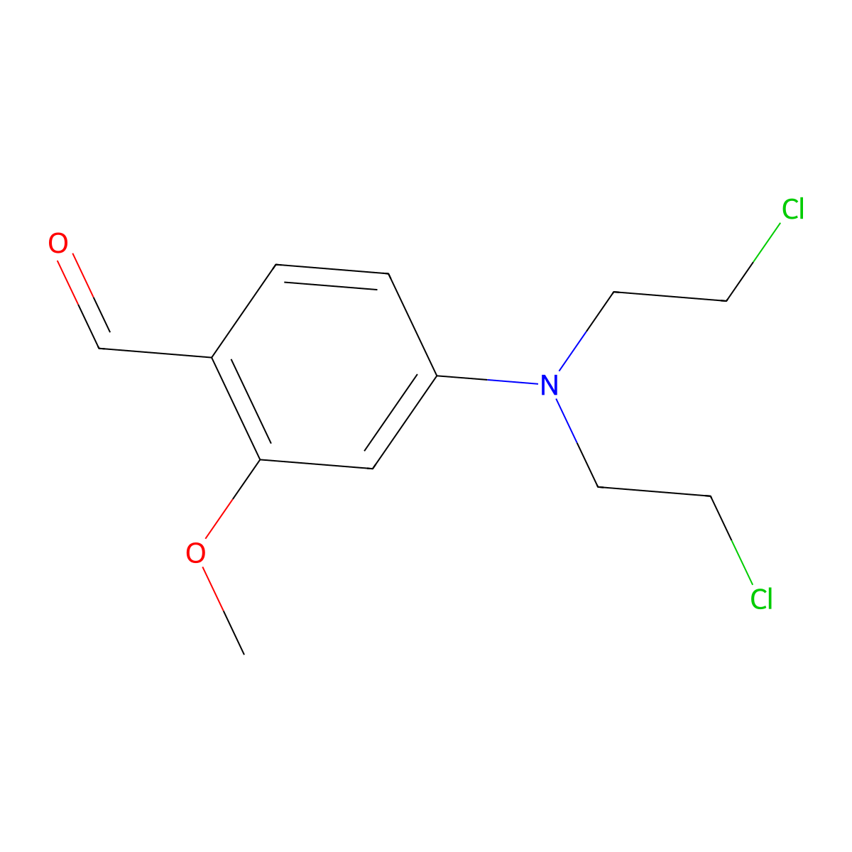 4-[Bis(2-chloroethyl)amino]-2-methoxybenzaldehyde molecular structure, CAS 17126-76-0