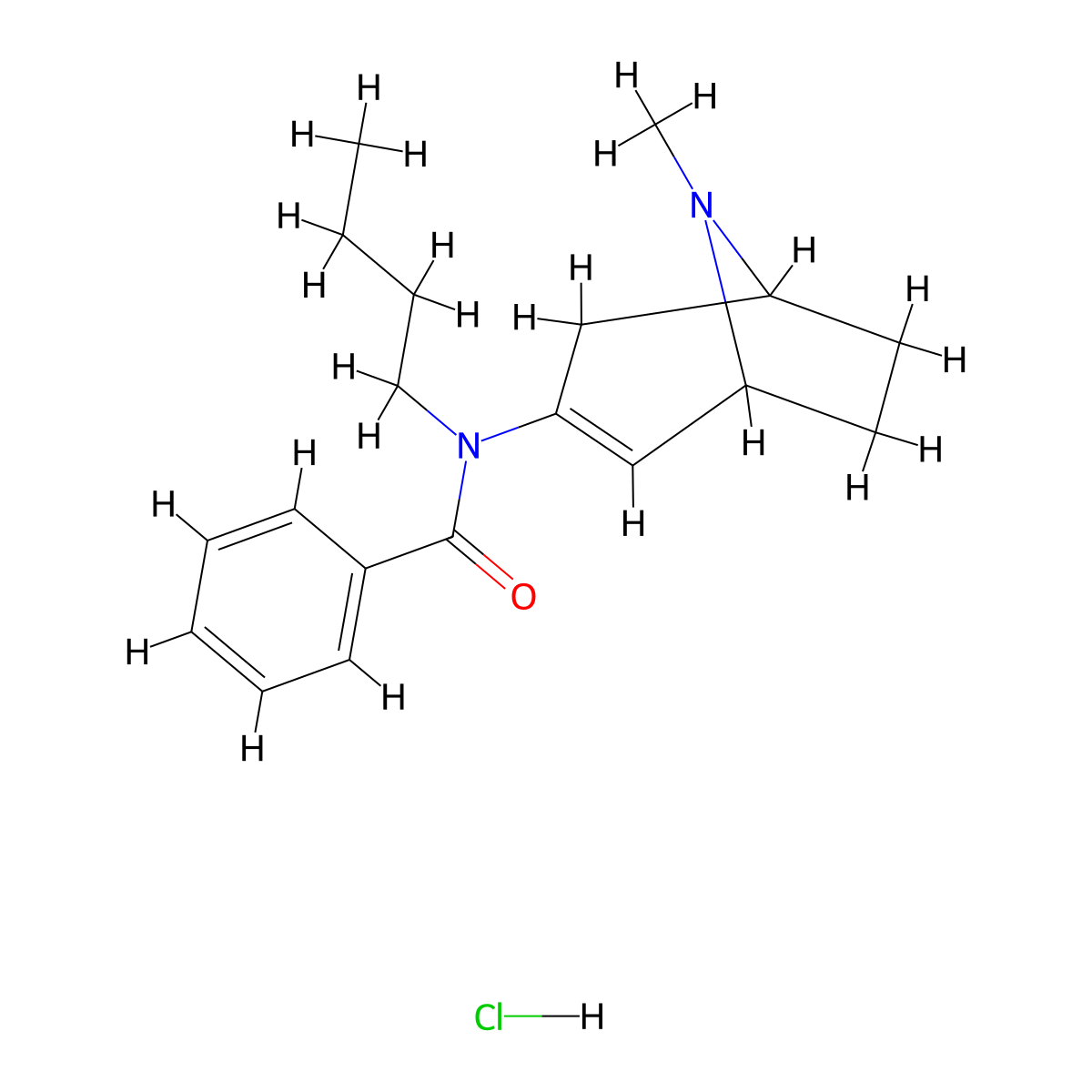 Benzamide, N-butyl-N-(8-methyl-8-azabicyclo(3.2.1)oct-2-en-3-yl)-, monohydrochloride molecular structure, CAS 171261-18-0