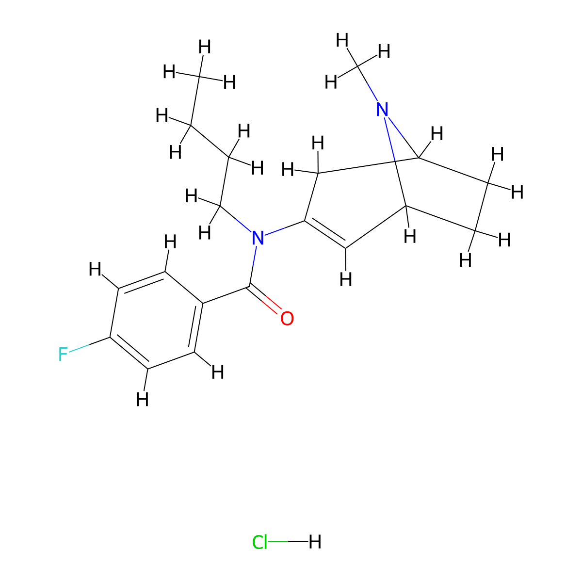 Benzamide, N-butyl-4-fluoro-N-(8-methyl-8-azabicyclo(3.2.1)oct-2-en-3-yl)-, monohydrochloride molecular structure, CAS 171261-19-1