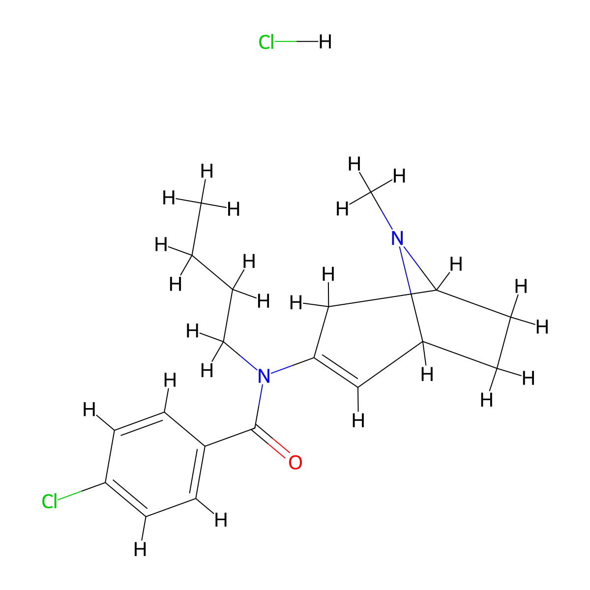 Benzamide, N-butyl-4-chloro-N-(8-methyl-8-azabicyclo(3.2.1)oct-2-en-3-yl)-, monohydrochloride molecular structure, CAS 171261-20-4