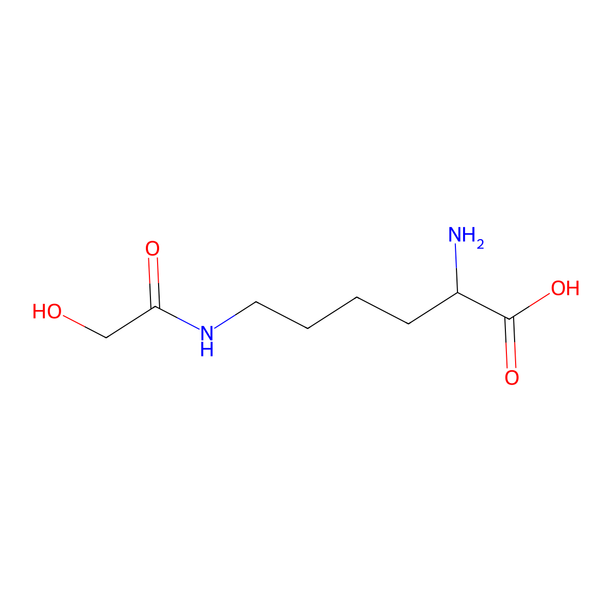 (2S)-2-amino-6-(2-hydroxy-acetylamino)-hexanoic acid molecular structure, CAS 171262-64-9