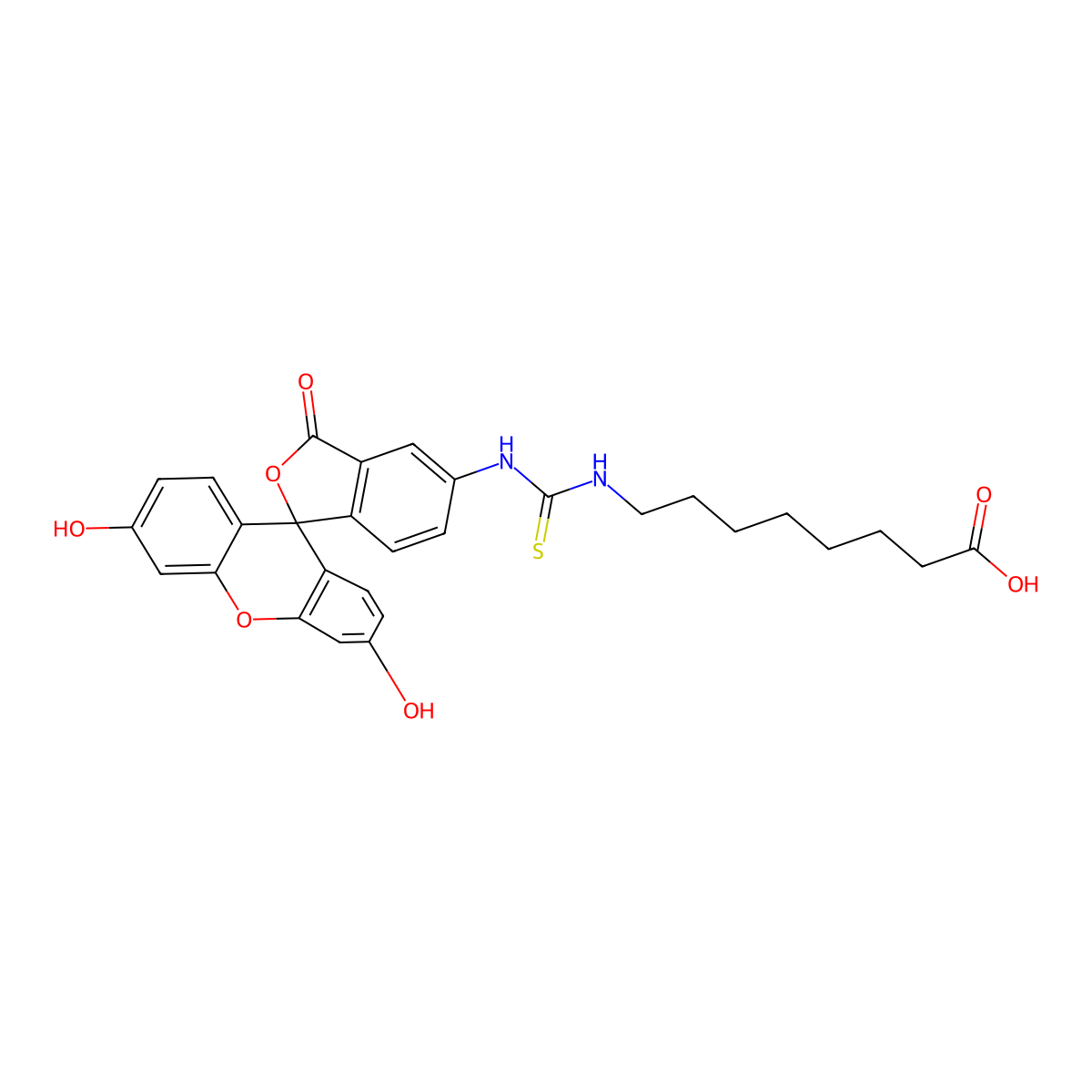 8-(3-(3',6'-Dihydroxy-3-oxo-3h-spiro[isobenzofuran-1,9'-xanthen]-5-yl)thioureido)octanoic acid molecular structure, CAS 171263-01-7
