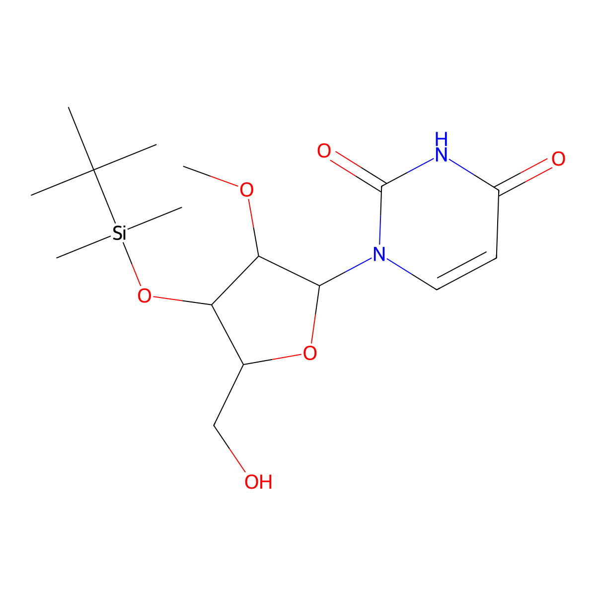 3'-O-(t-Butyldimethylsilyl)-2'-O-methyluridine molecular structure, CAS 171268-84-1
