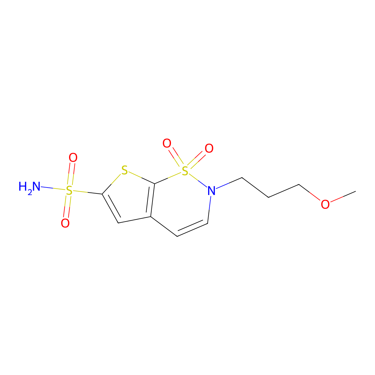 2-(3-Methoxypropyl)-2H-thieno[3,2-E][1,2]thiazine-6-sulfonamide 1,1-dioxide molecular structure, CAS 171273-35-1